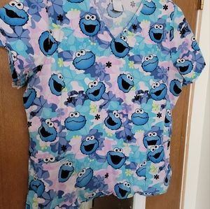 Cookie monster scrub top